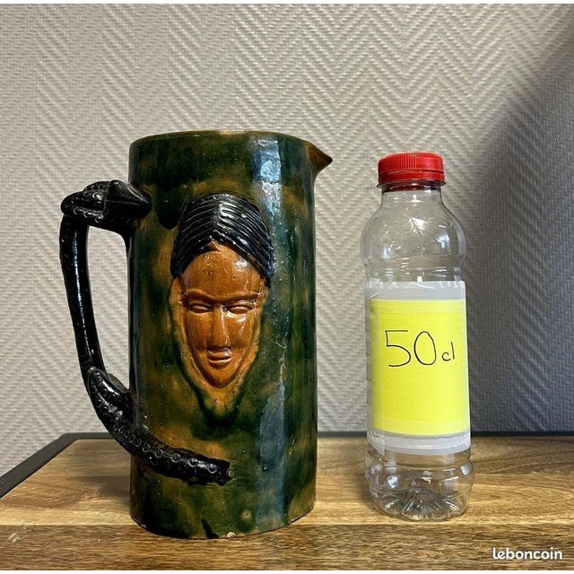 Large Pitcher in Glazed Terracotta For Sale - Image 4 of 5