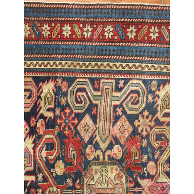 Late 19th Century Rare Navy Field Late 19th Century Antique Caucasian Shirvan Rug - 3'3" x 4'3" For Sale - Image 5 of 6