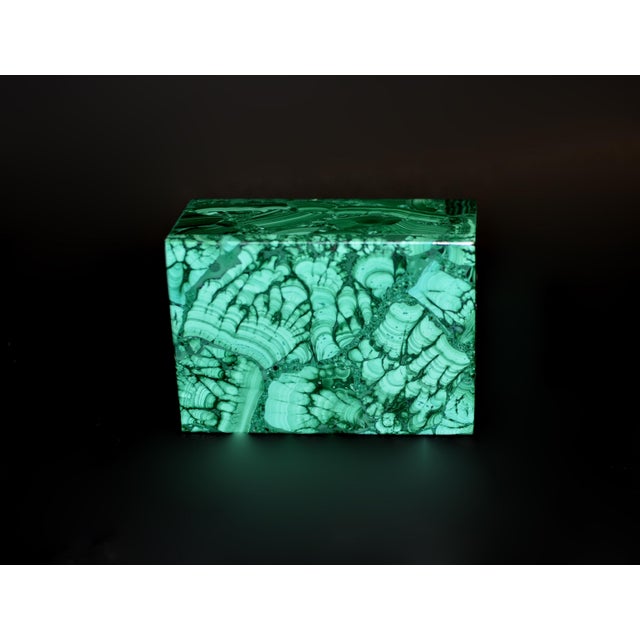 Dark Green Natural Malachite Box Geological Scene For Sale - Image 8 of 11