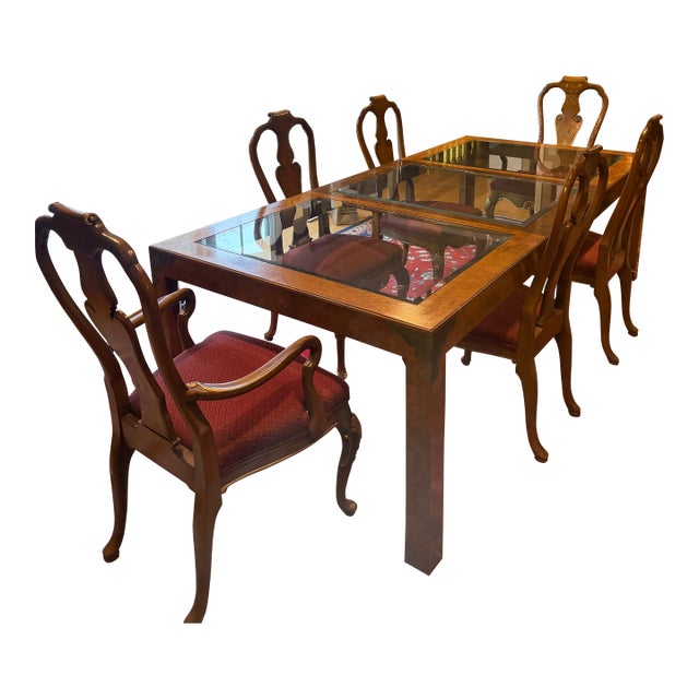 1960s Chinoiserie Style Dining Table With 6 Karges Chairs For Sale