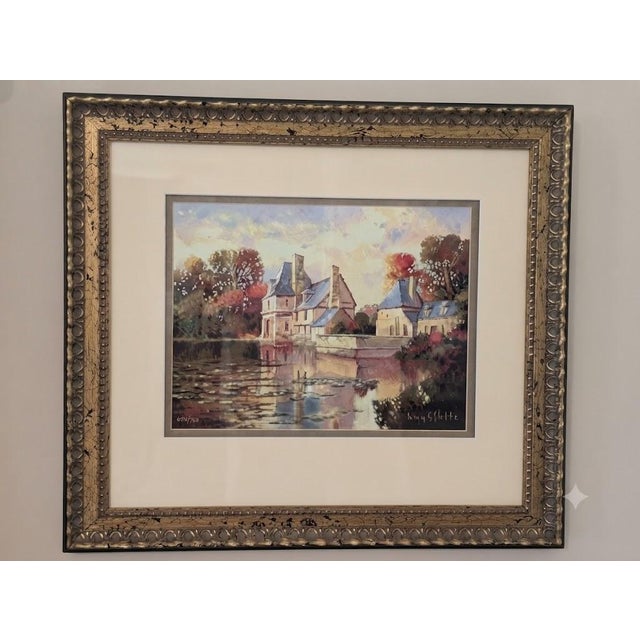 The Max Hayslette Limited Edition Giclee Print, Ethan Allen "Suite Series D," framed, is a medium-sized landscape-oriented...