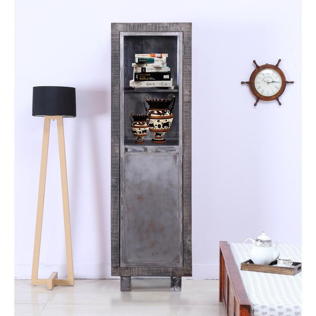 Rustic Glass Door Silver Wine Cabinet Accent Furniture Perfect For Living Room Or Rec Room Chairish