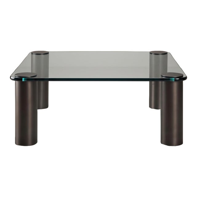 Brushed Bronze Square Cocktail Table Attributed to Leon Rosen for Pace Collection 1970s For Sale