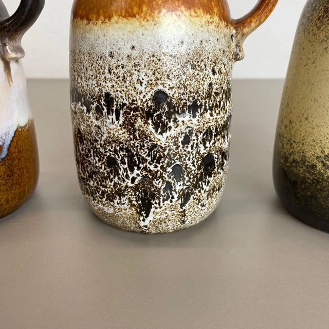 Pottery Fat Lava 413-20 Vases from Scheurich, 1970s, Germany, Set of 3 For Sale - Image 9 of 18
