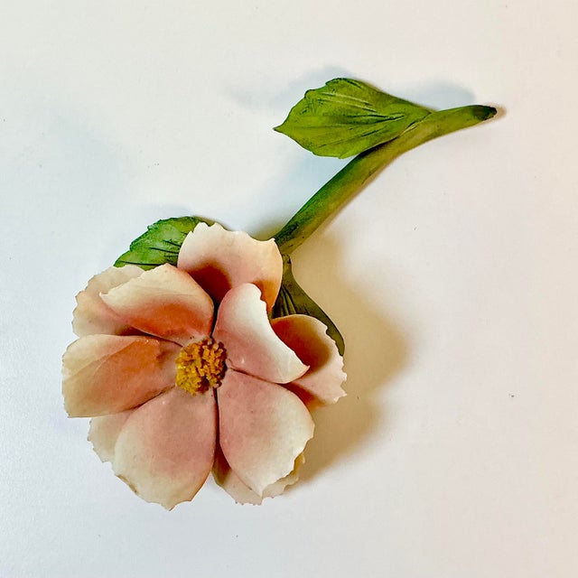 Capodimonte Vintage Italian Boho Chic Capodimonte Porcelain Peach Flora Bloom From Naples For Sale - Image 4 of 17