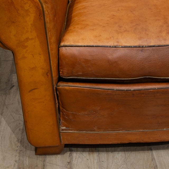 Art Deco Moustache Leather Club Chair c.1930-1940 For Sale - Image 13 of 15