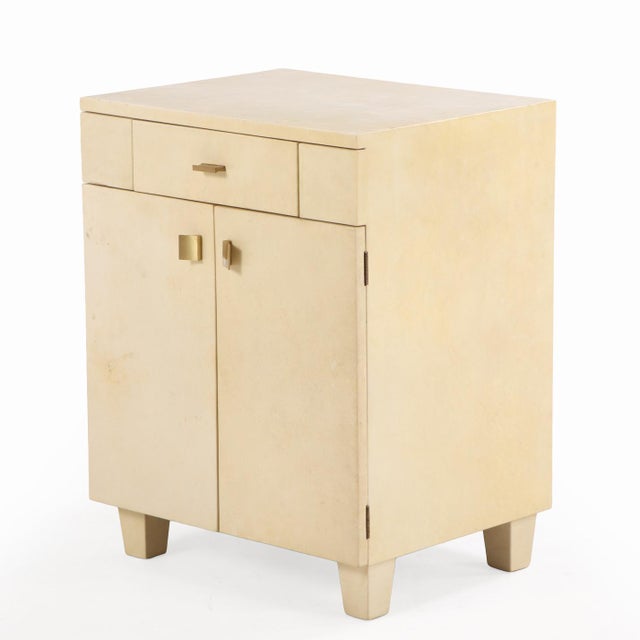 Wood A Pair of Parchment-Clad Cabinets or Nightstands, C. 1960. For Sale - Image 7 of 10