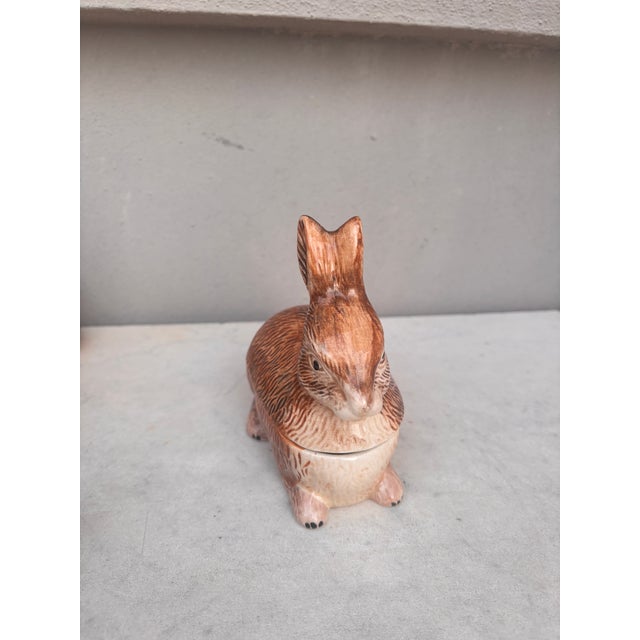 French Country Small Brown Majolica Rabbit Tureen Caugant For Sale - Image 3 of 7