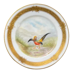 Antique 19th Century Haviland Limoges Porcelain Game Plate With Hand Painted Pheasant Signed H. M. Gass