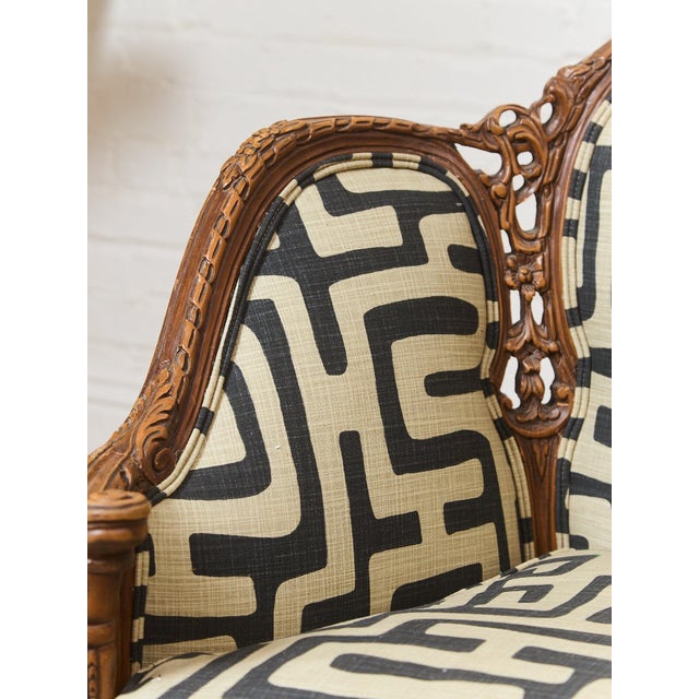 African African Geometric Print Fabric on French Antique Chair For Sale - Image 3 of 11