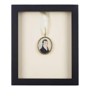Gentleman's Portrait on Bone in a Gilt Bezel, C. 1810