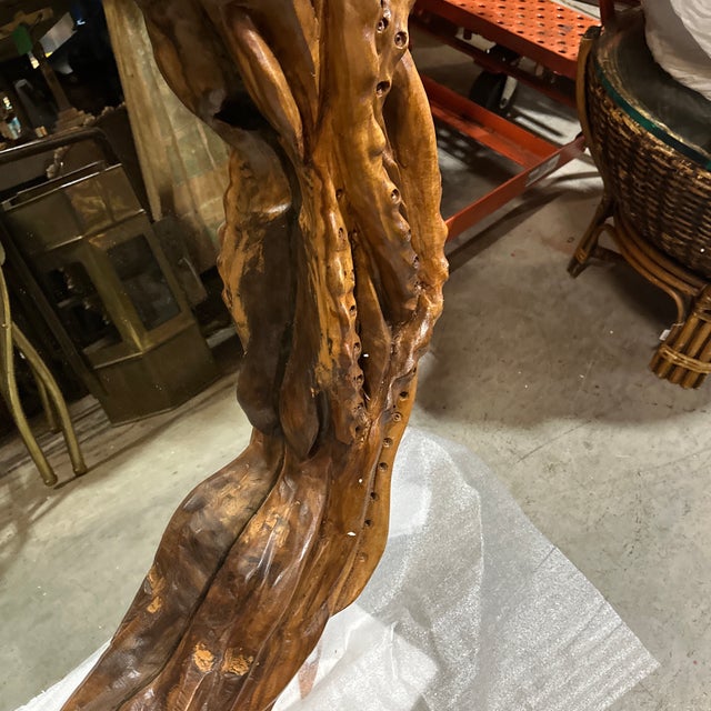 Brown 1970s Large Octopus Mirror Hand Carved Wood For Sale - Image 8 of 11