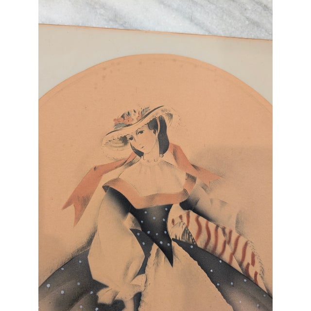 1940s 1940s Pair of Vintage Bernard Lithographs Southern Belle Ladies For Sale - Image 5 of 8