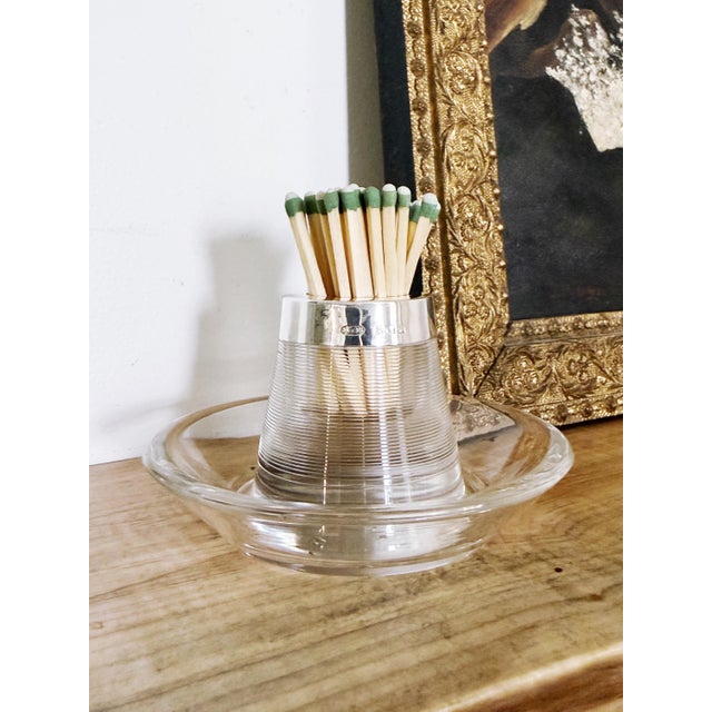 1911 English Sterling Silver and Glass Match Striker For Sale - Image 4 of 6