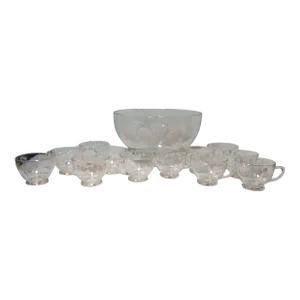 1950s Anchor Hocking Punchbowl Set - 14 Pieces