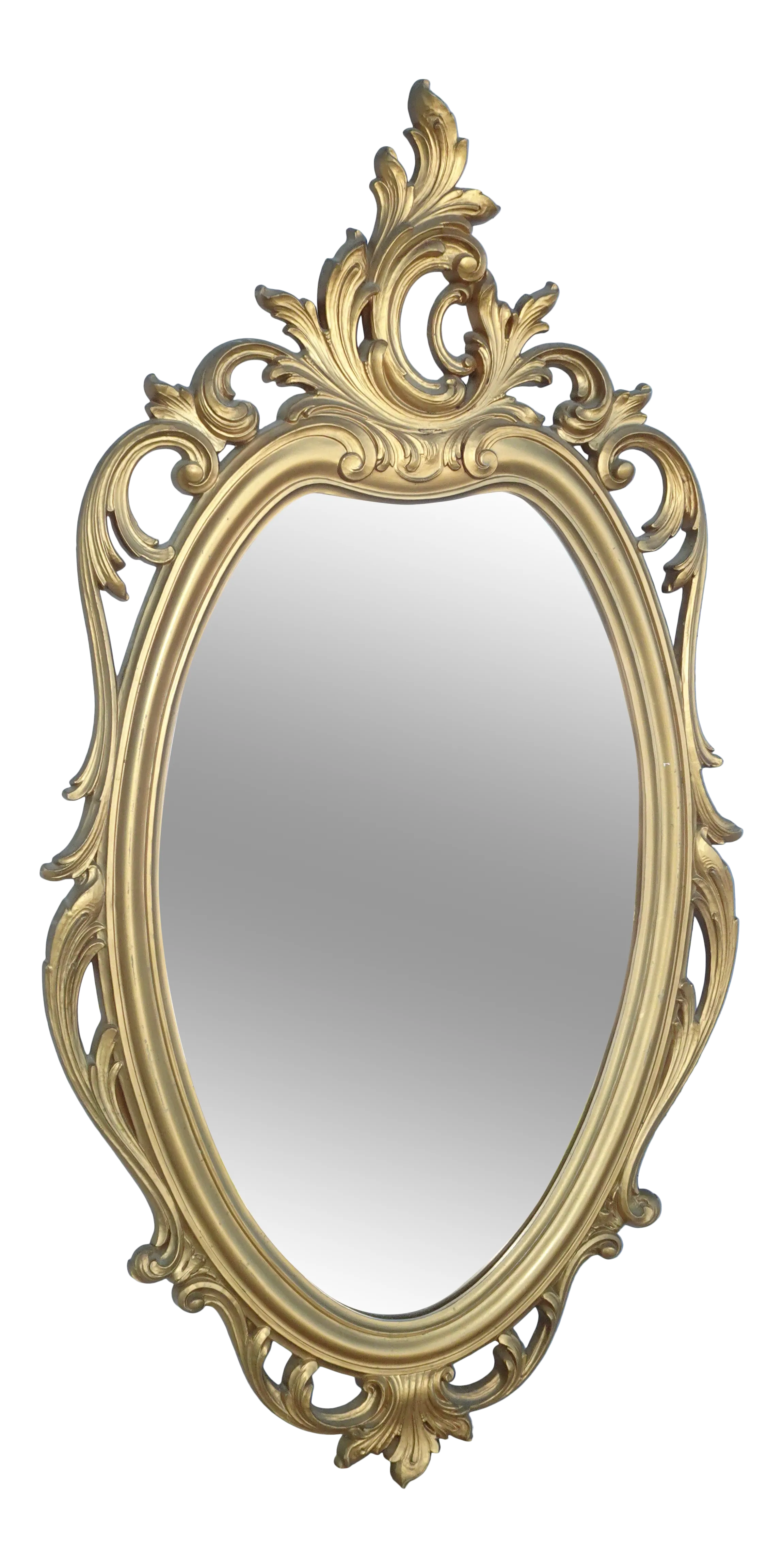 Vintage 1970s French Country Rococo Syroco Gold Wall Mantle Mirror