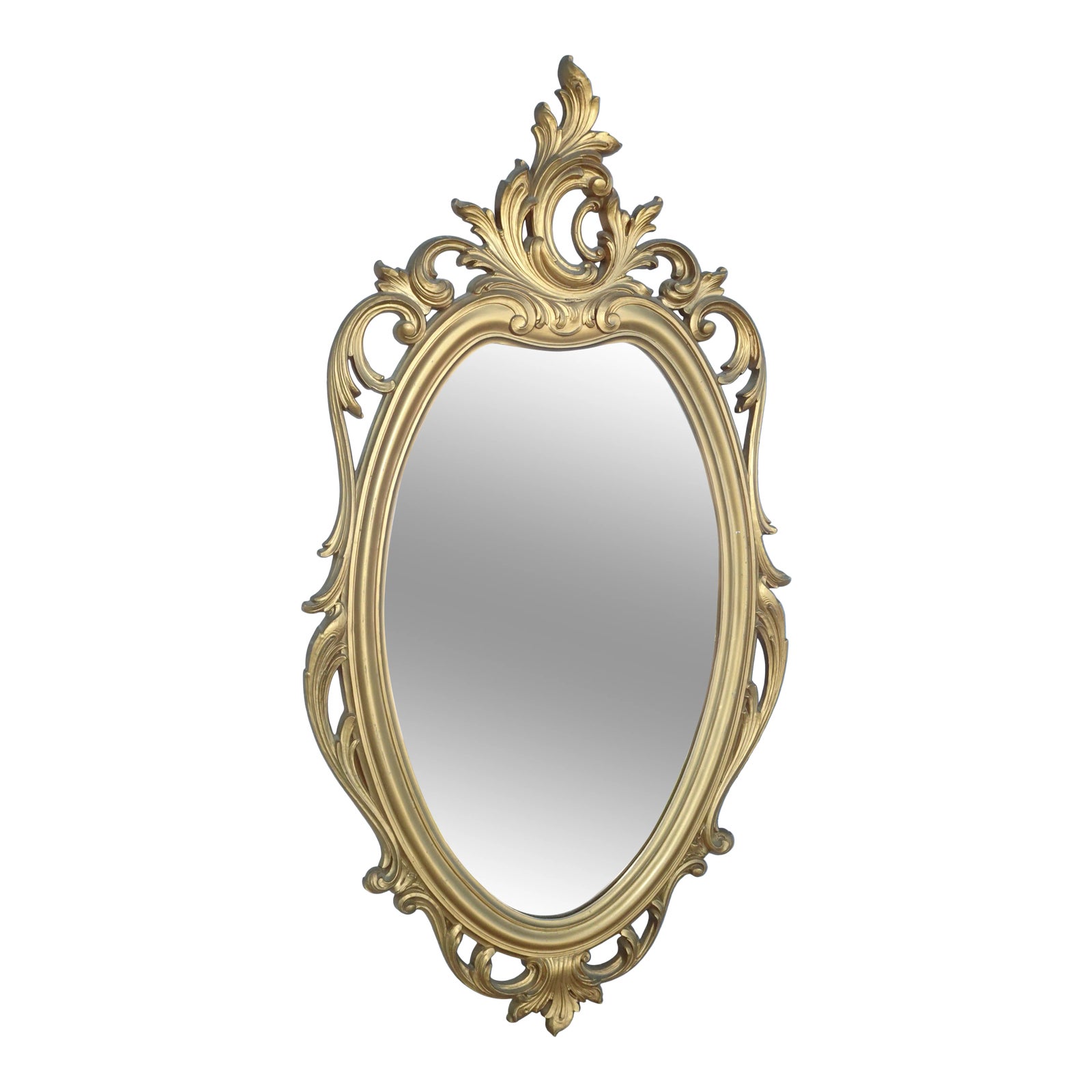 Vintage 1970s French Country Rococo Syroco Gold Wall Mantle Mirror