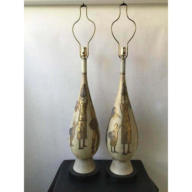 1950s 1950s Large Italian Ceramic Lamps - A Pair For Sale - Image 5 of 13