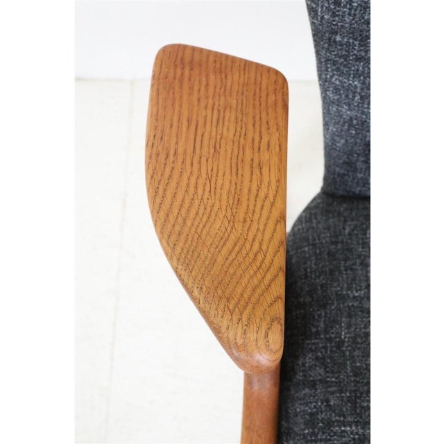 Wood Oak Wing Chair attributed to Kurt Østervig for Rolschau Møbler, 1950s For Sale - Image 7 of 18