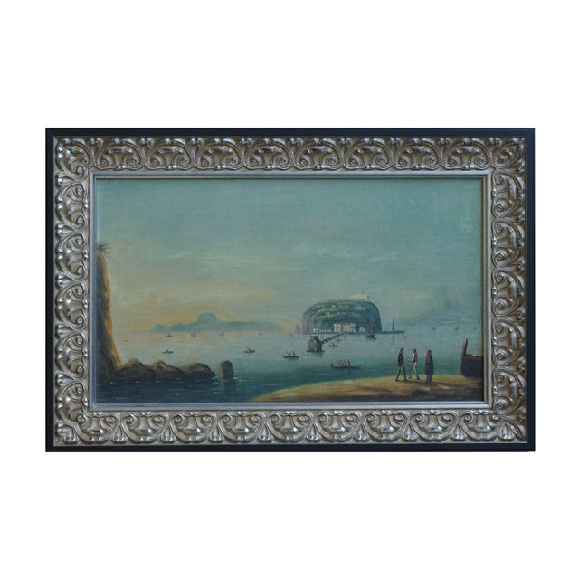 A pair of unsigned, Circa 19th century, oils on canvas of landscape paintings depicting the turquoise shores of the gulf...