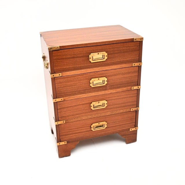 Brown Antique Military Campaign Style Chest of Drawers, 1930 For Sale - Image 8 of 8