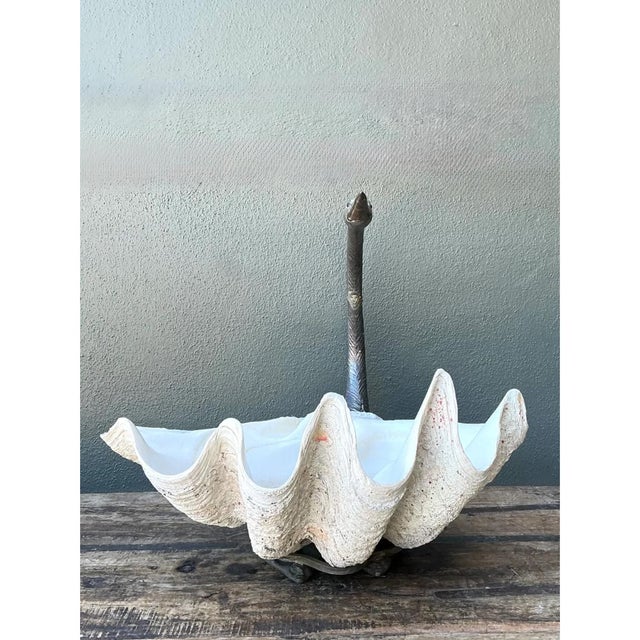 Metal Vintage Monumental Metal and Clam Shell Swan Centerpiece For Sale - Image 7 of 12