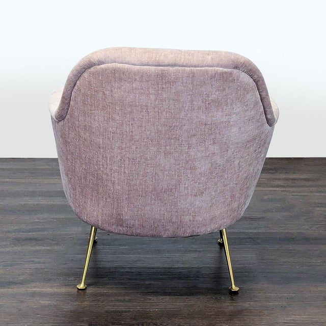 2020s West Elm Phoebe Modern Lounge Chair With Brass Legs - Soft Pink Upholstery For Sale - Image 5 of 7