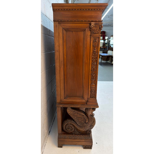19th Century Antique French Renaissance Revival Carved Oak Hunt Cabinet / Buffet For Sale - Image 5 of 16