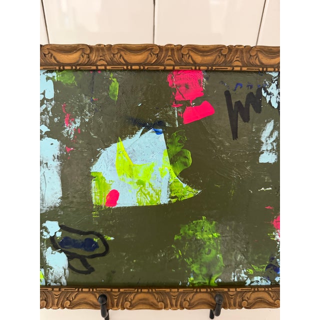 Paint Abstract Original Painting in Antique Frame For Sale - Image 7 of 7