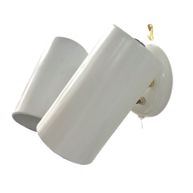 1970s Double White Wall Sconce For Sale - Image 4 of 7