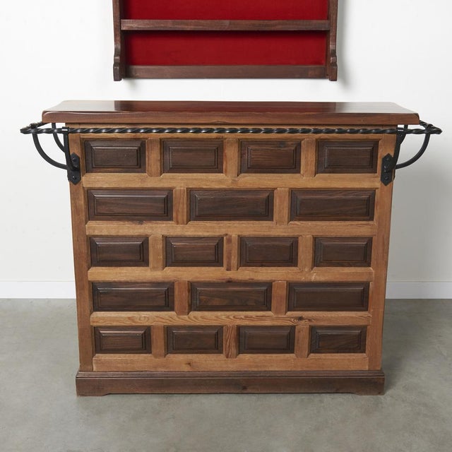 Mid-Century Brutalist Spanish Bar with Marbella Bar Stools, 1960s, Set of 5 For Sale - Image 4 of 18