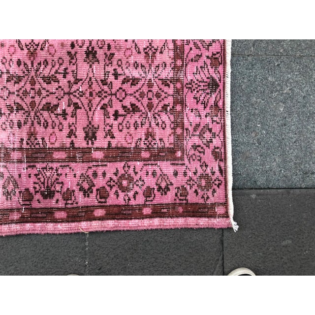 1960s Vintage Turkish Pink Rug - 5′11″ × 9′4″ For Sale - Image 9 of 10