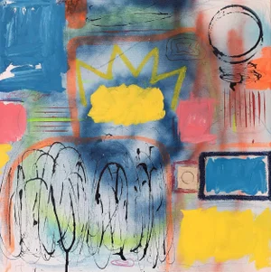 "City Center" Contemporary Abstract Mixed-Media Painting by Stephen Stilgenbauer