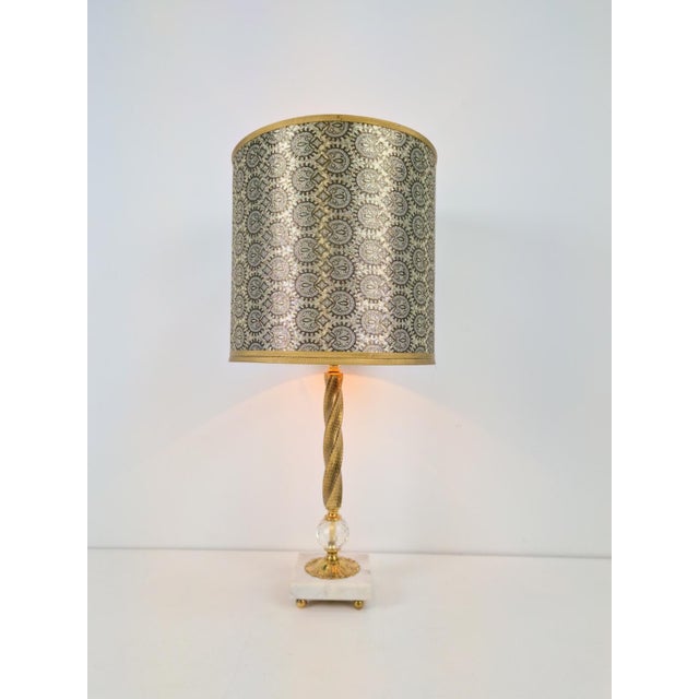 Empire Marble Crystal Brass Stem Table Lamp, 1920 For Sale - Image 4 of 10