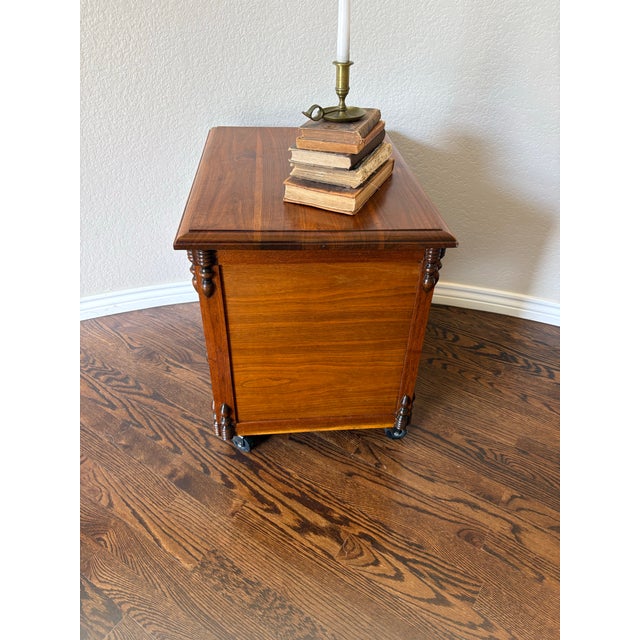 Vintage Traditional Solid Wood 2-Drawer Mobile File Cabinet on Darnell Industrial Casters For Sale In Denver - Image 6 of 12