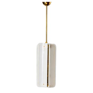 Mid-Century Modern Italian Pendant Lamp in Murano Glass and Brass For Sale