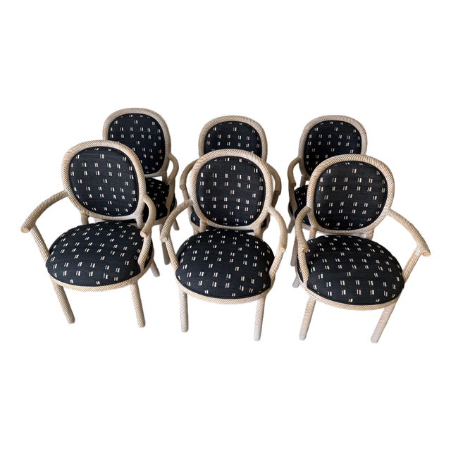 1970’s Italian Marcello Mioni Carved Wood Dining Chairs – Set of 6 For Sale