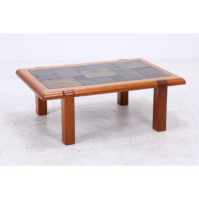 Mid-Century Danish Teak Coffee Table with Slate Top For Sale - Image 3 of 11