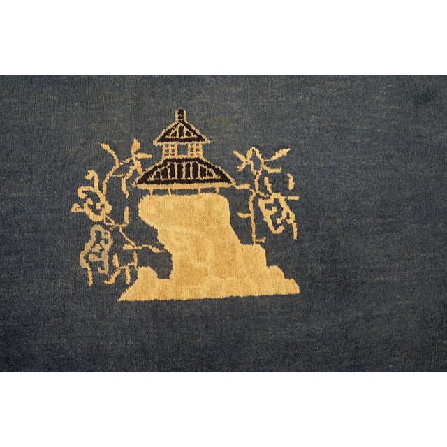 Chinese 1890s Blue Medallion Scene Pictorial Antique Chinese Peking Rug 11'4" X 17'2" Handknotted Wool Carpet For Sale - Image 3 of 6