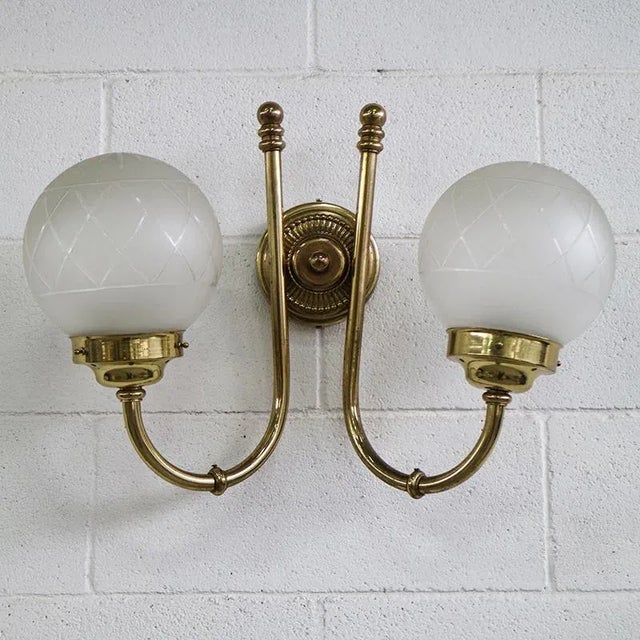 1980s Vintage Two-Arm Wall Lamps, 1980s, Set of 2 For Sale - Image 5 of 5