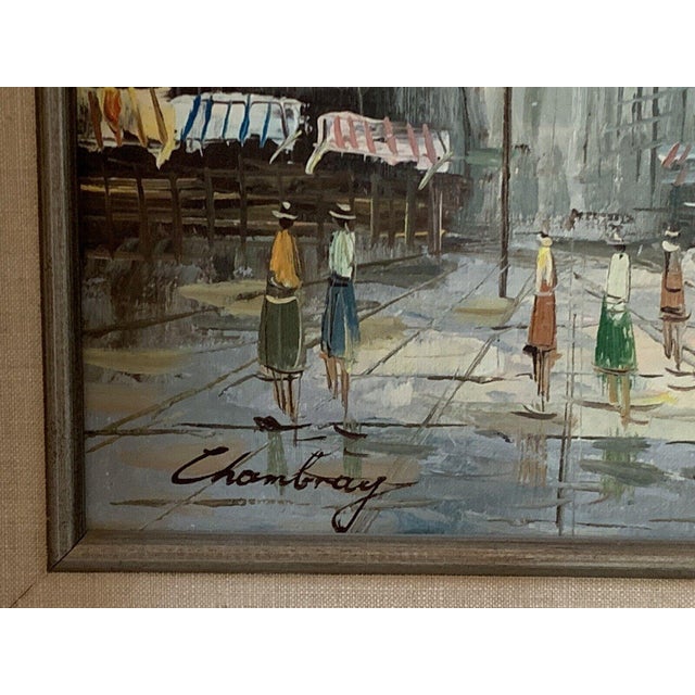 Mid-Century Modern Midcentury Parisian Impressionist Cityscape Oil Painting by Chambray For Sale - Image 3 of 6