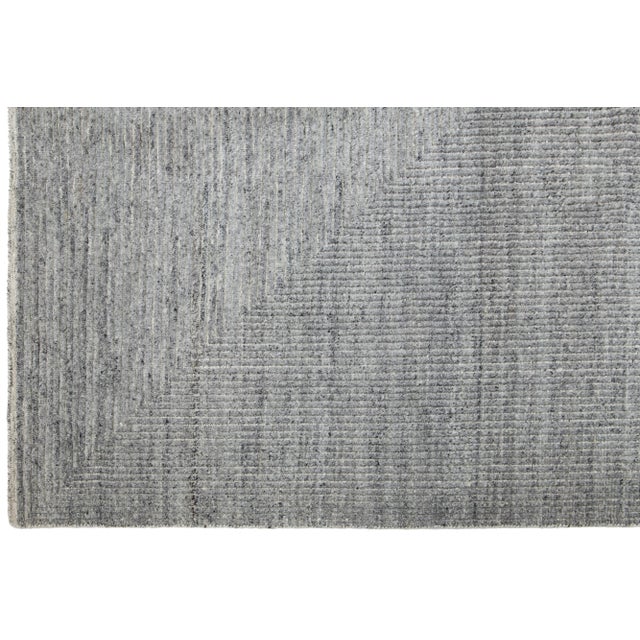 Textile Handmade Modern Moroccan Style Wool Rug With Geometric Motif in Light Gray For Sale - Image 7 of 9