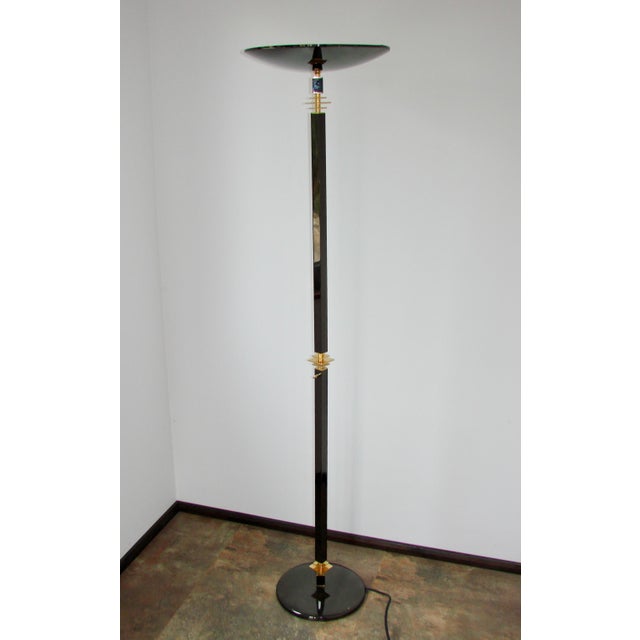Black Modern Floor Lamp in Brass and Metal, 1980s For Sale - Image 8 of 10