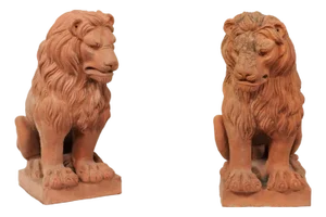 Mid 20th Century Pair of French Snarling Lions, 2 Ft Tall