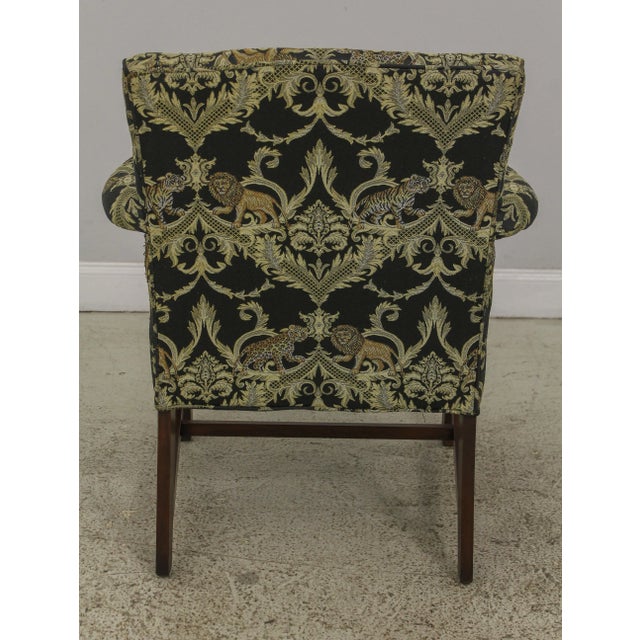 Vintage Chippendale Style Upholstered Open Armchair For Sale - Image 4 of 13