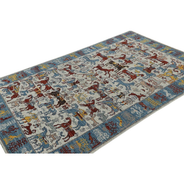 Rug & Kilim Rug & Kilim’s Modern Caucasian Rug With Colorful Horse and Rider Pictorials For Sale - Image 4 of 7