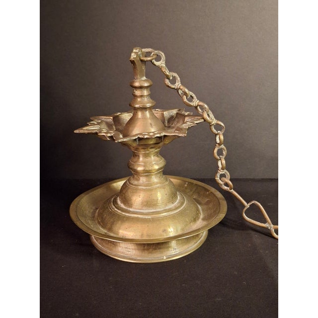 Antique 18th C / Possibly 17th Century Continental Brass 7 Wick Shabbat Oil Lamp Judenstern For Sale In Boston - Image 6 of 18
