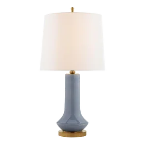 Thomas O'Brien for Visual Comfort Signature Luisa Large Table Lamp in Polar Blue Crackle with Linen Shade