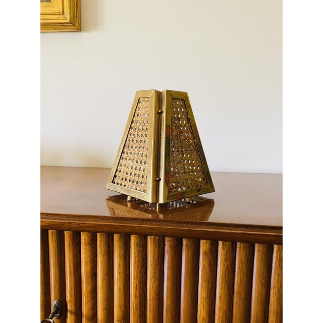 Hollywood Regency Italian Lamps in Brass and Vienna Straw, 1970s, Set of 2 For Sale - Image 9 of 18