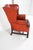 1970s Scandinavian Mid Century Chippendale-Style Cognac Leather Wingback Chair For Sale - Image 9 of 10